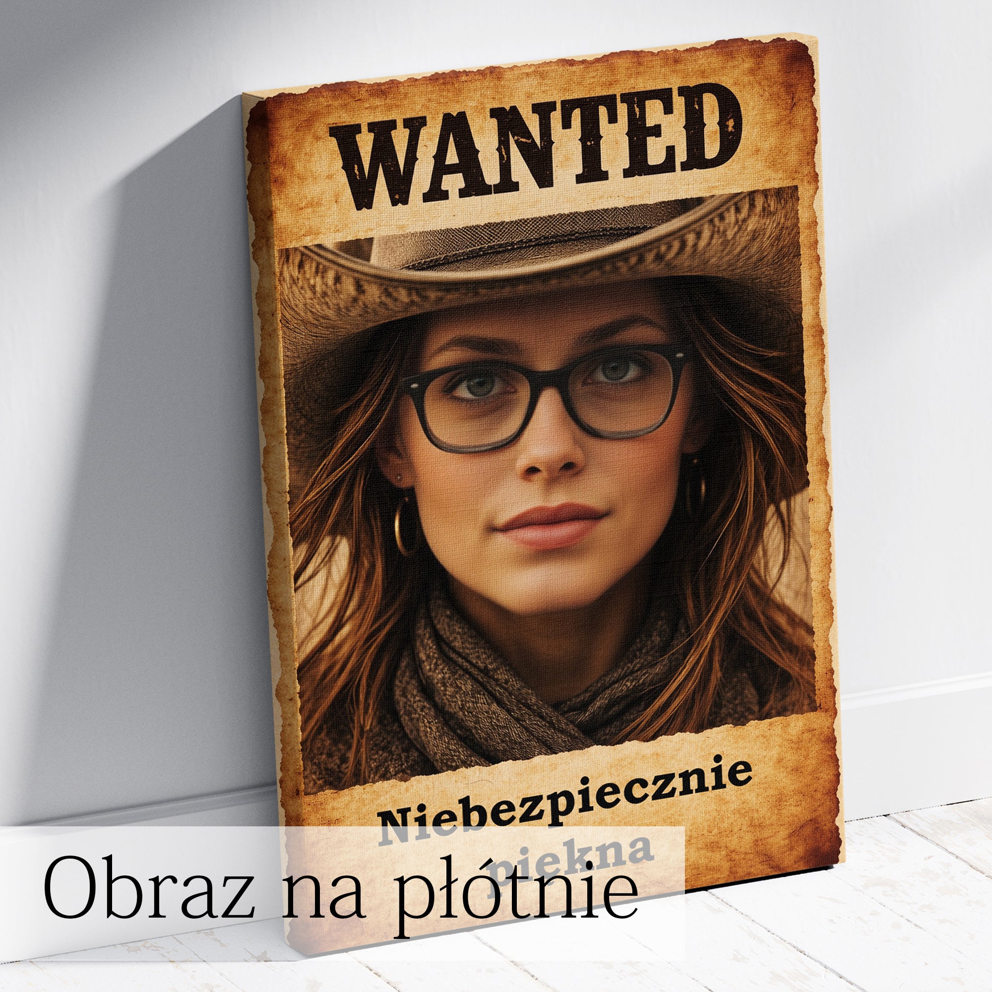 obraz western ze zdjęcia wanted idealny na urodziny lub panieński
