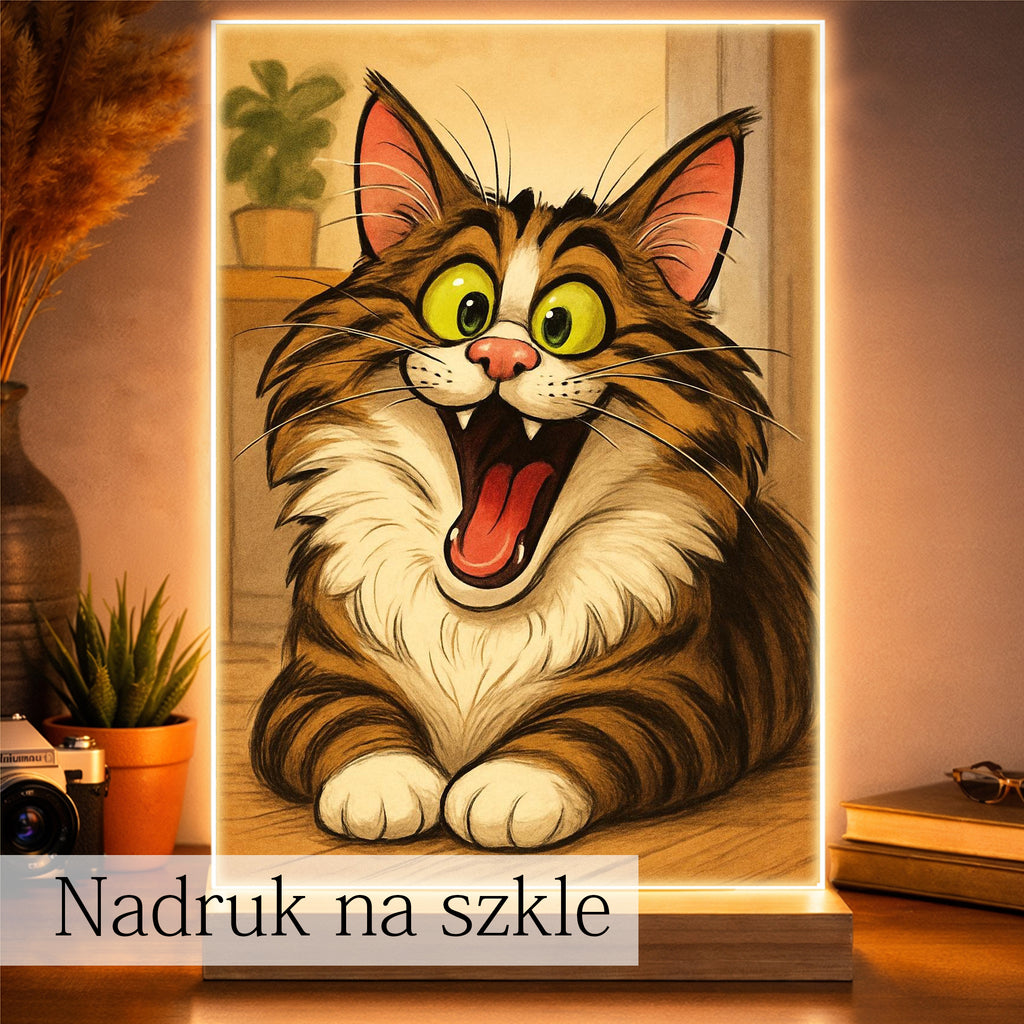 śmieszny rysunek kota kolorowa ilustracja
