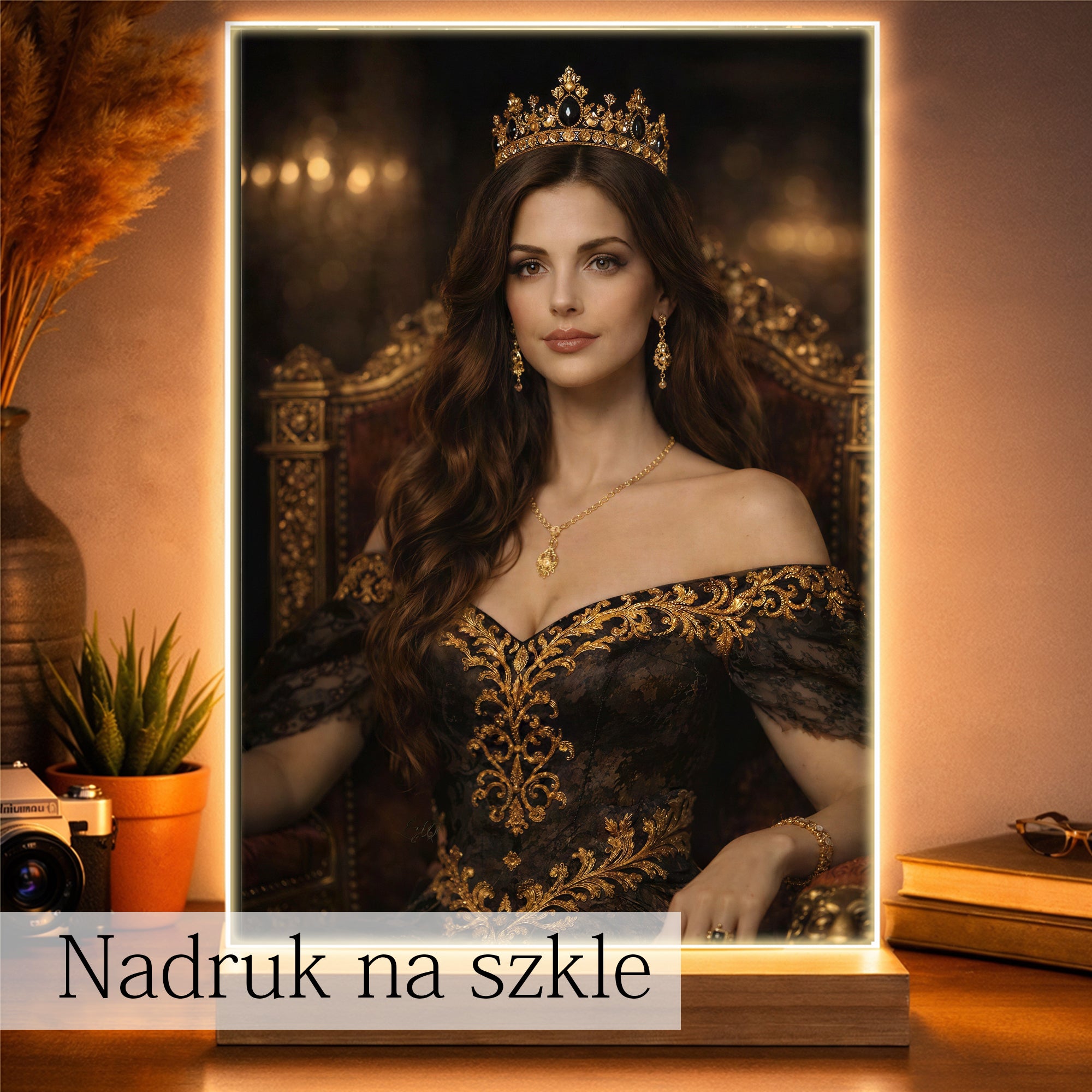 Portret królowej na tronie obraz ze zdjęcia personalizowany
