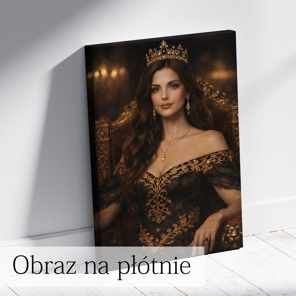Personalizowany portret kobiety jako królowa na tronie