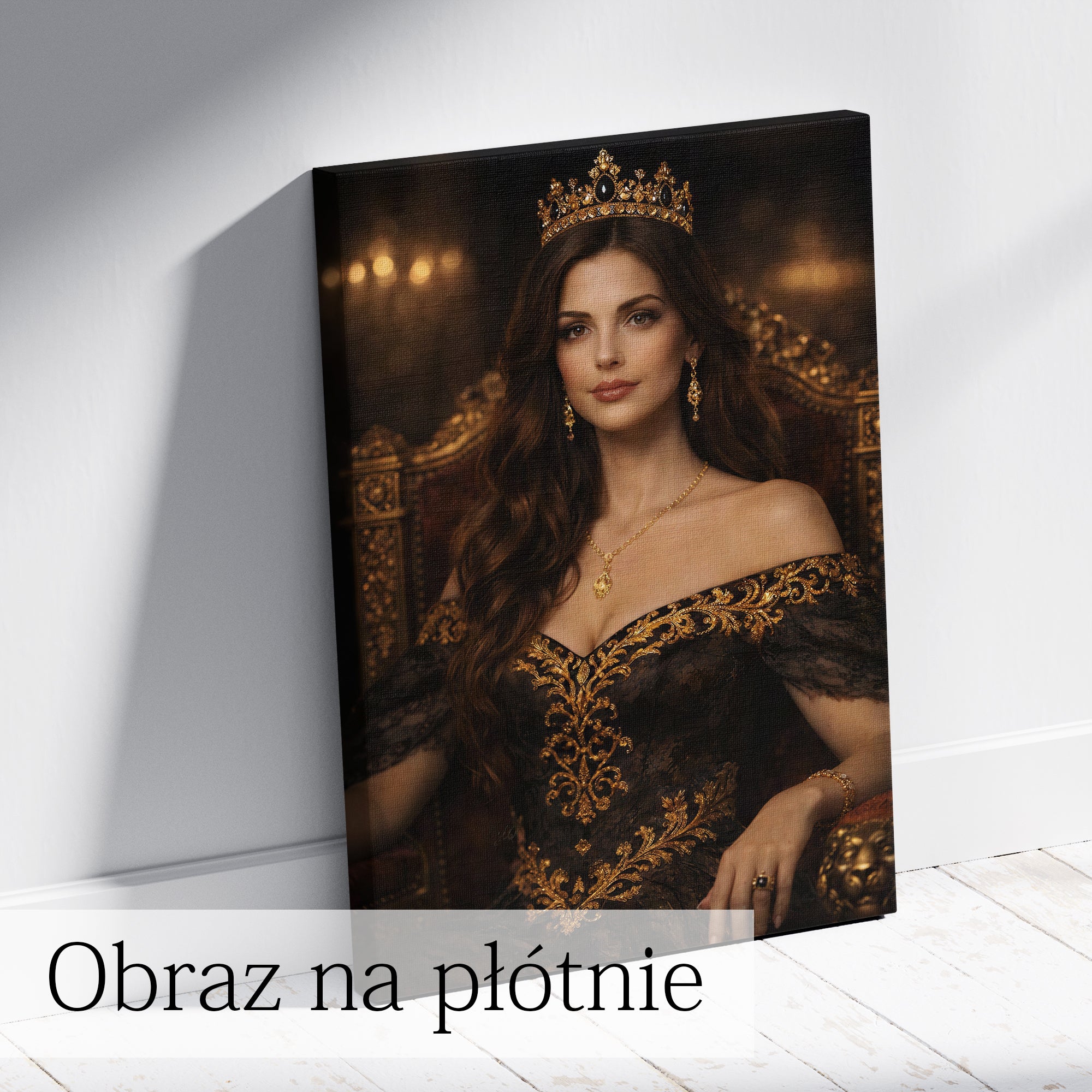 Personalizowany portret kobiety jako królowa na tronie