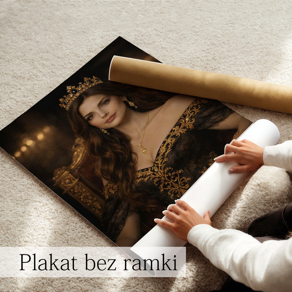 Elegancki portret królowej ze zdjęcia na płótnie