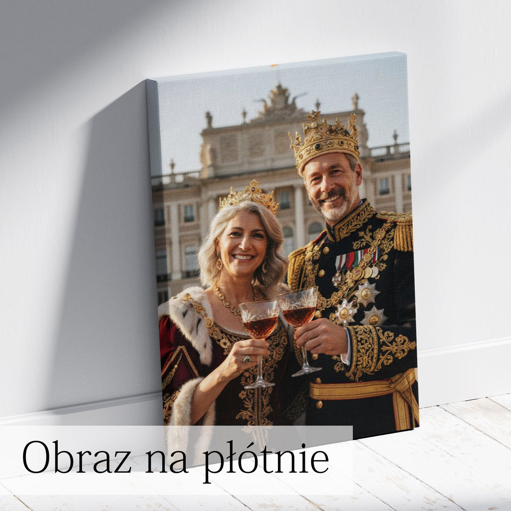 prezent dla pary obraz król i królowa ze zdjęcia na płótnie