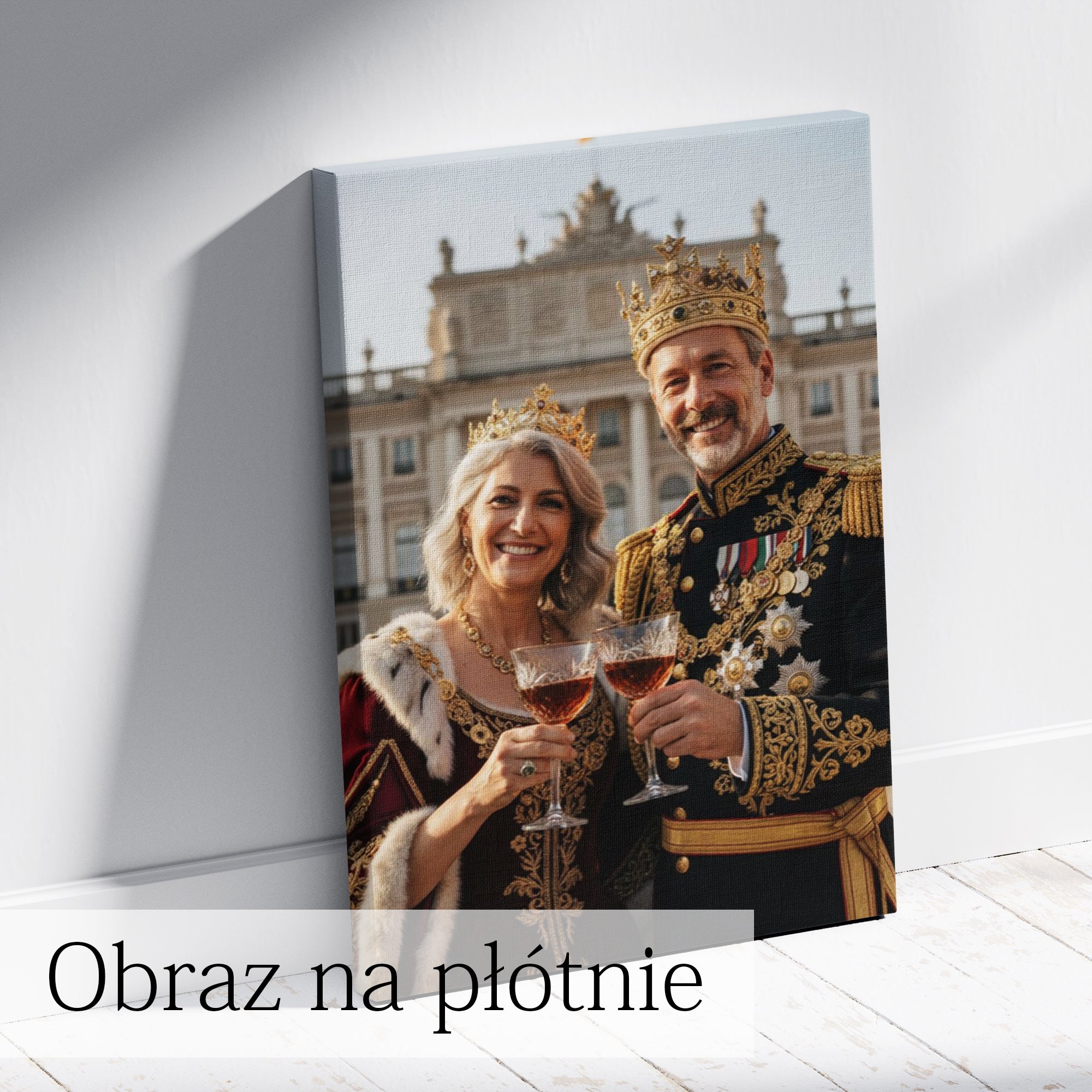 prezent dla pary obraz król i królowa ze zdjęcia na płótnie