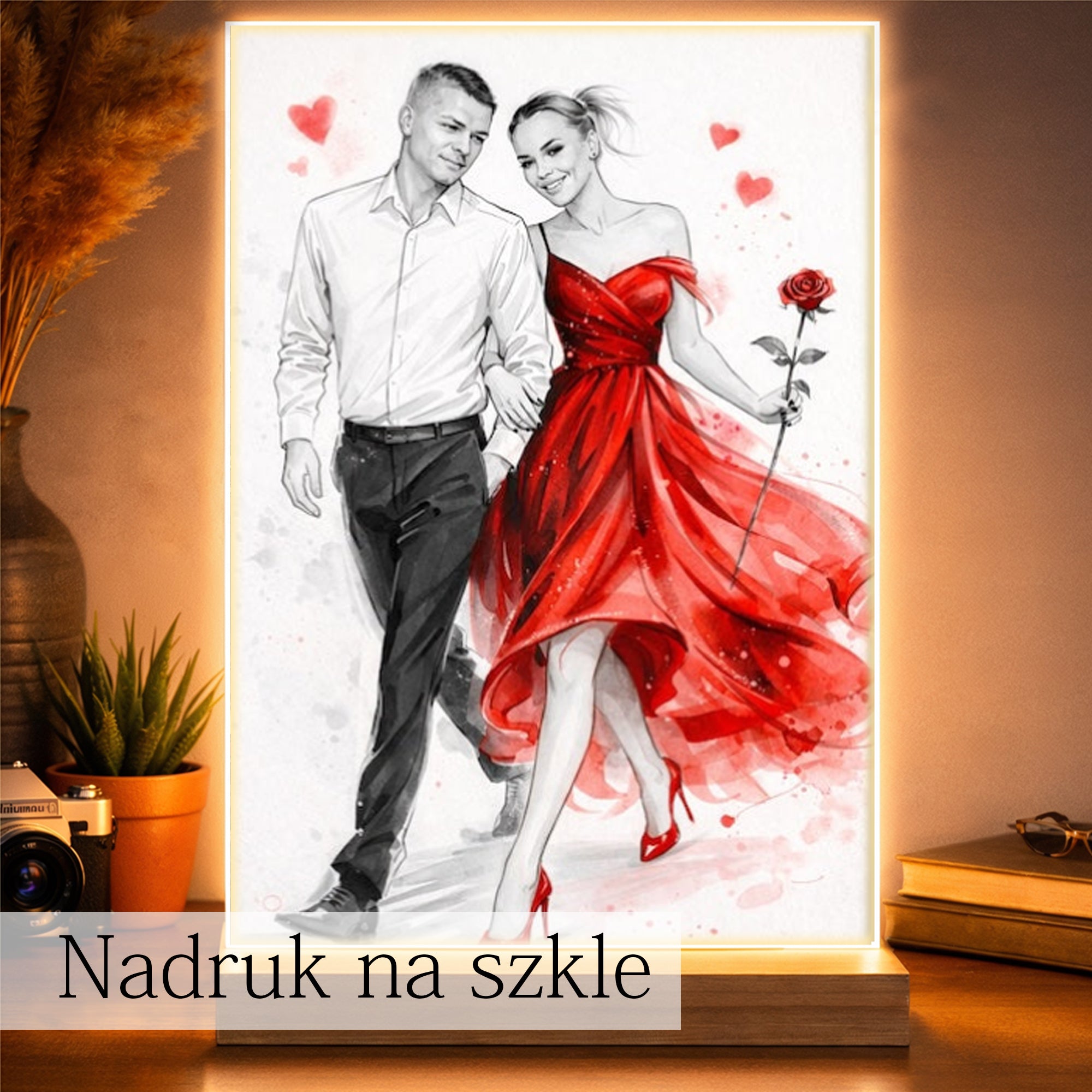 portret pary rysowany ze zdjęcia elegancka i minimalistyczna pamiątka