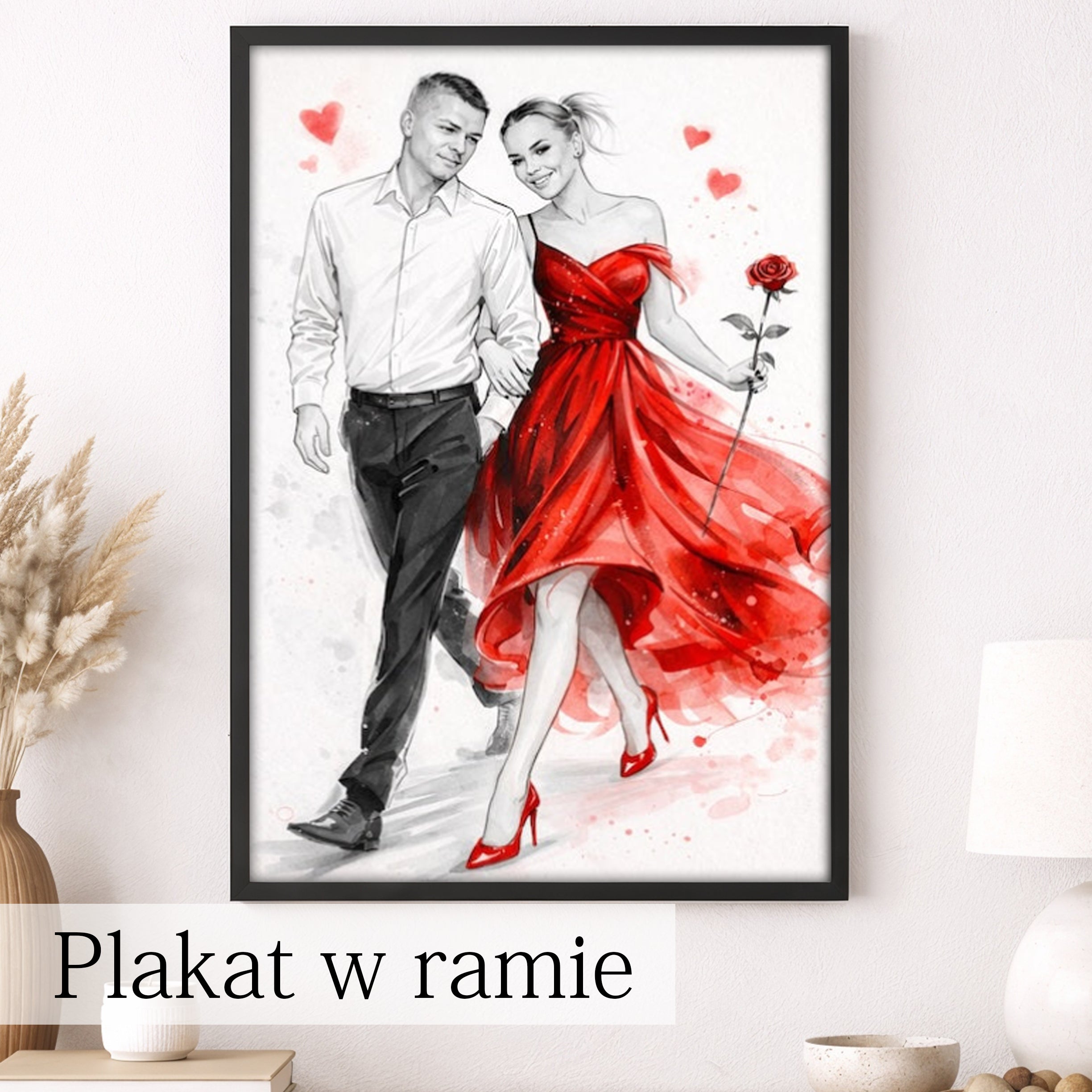 obraz rysowany ze zdjęcia dla pary subtelny i ponadczasowy styl