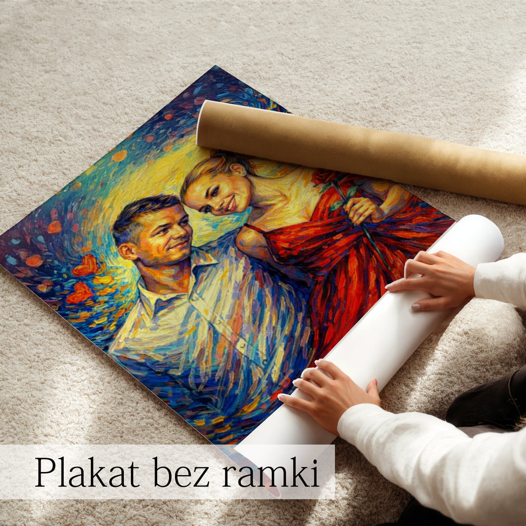 personalizowany portret pary efekt farb olejnych wyjątkowy prezent