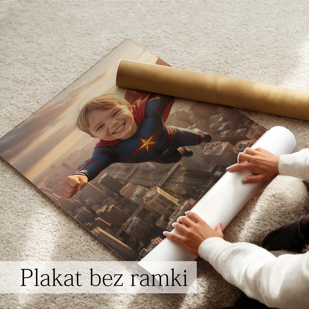 obraz ze zdjęcia chłopiec jako bohater kreatywny prezent