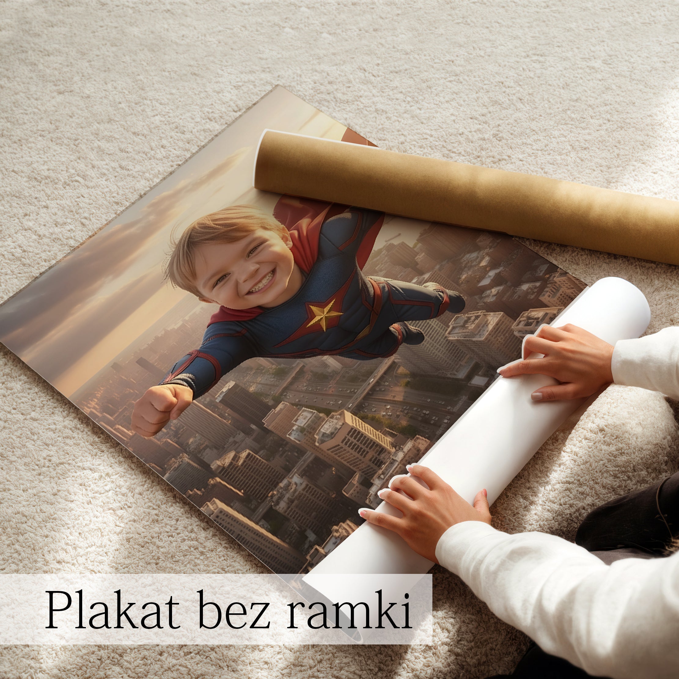 obraz ze zdjęcia chłopiec jako bohater kreatywny prezent
