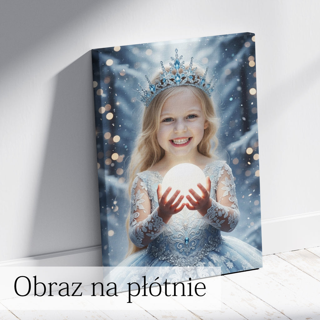 Personalizowany obraz zimowa księżniczka dla dziewczynki ze zdjęcia
