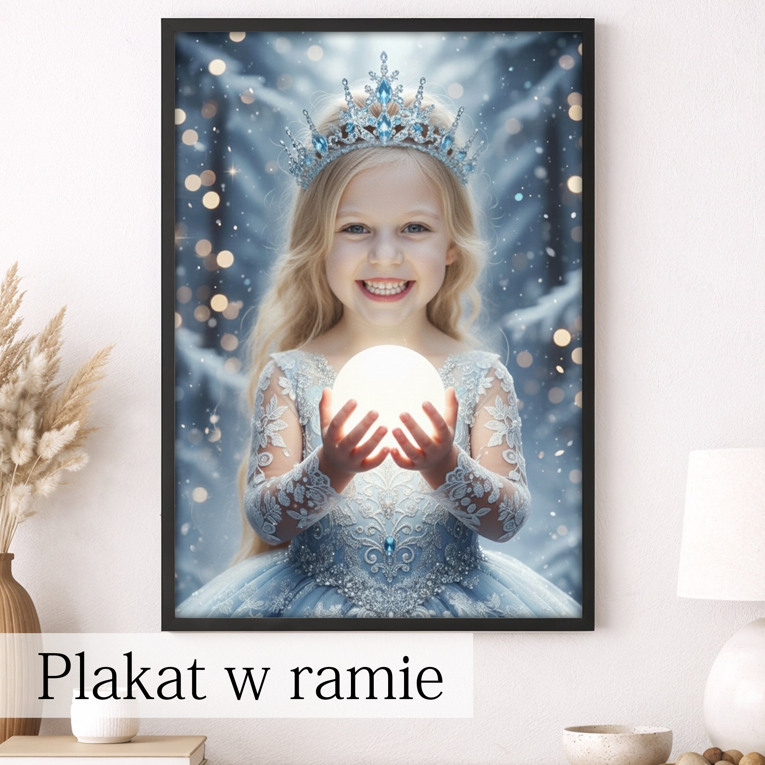 Obraz z portretem dziecka w stylu lodowej księżniczki personalizowany