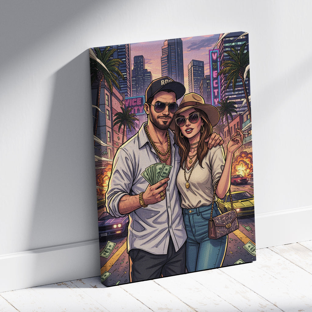 Twoje zdjęcie w stylu GTA - obraz na płótnie - prezent dla niego