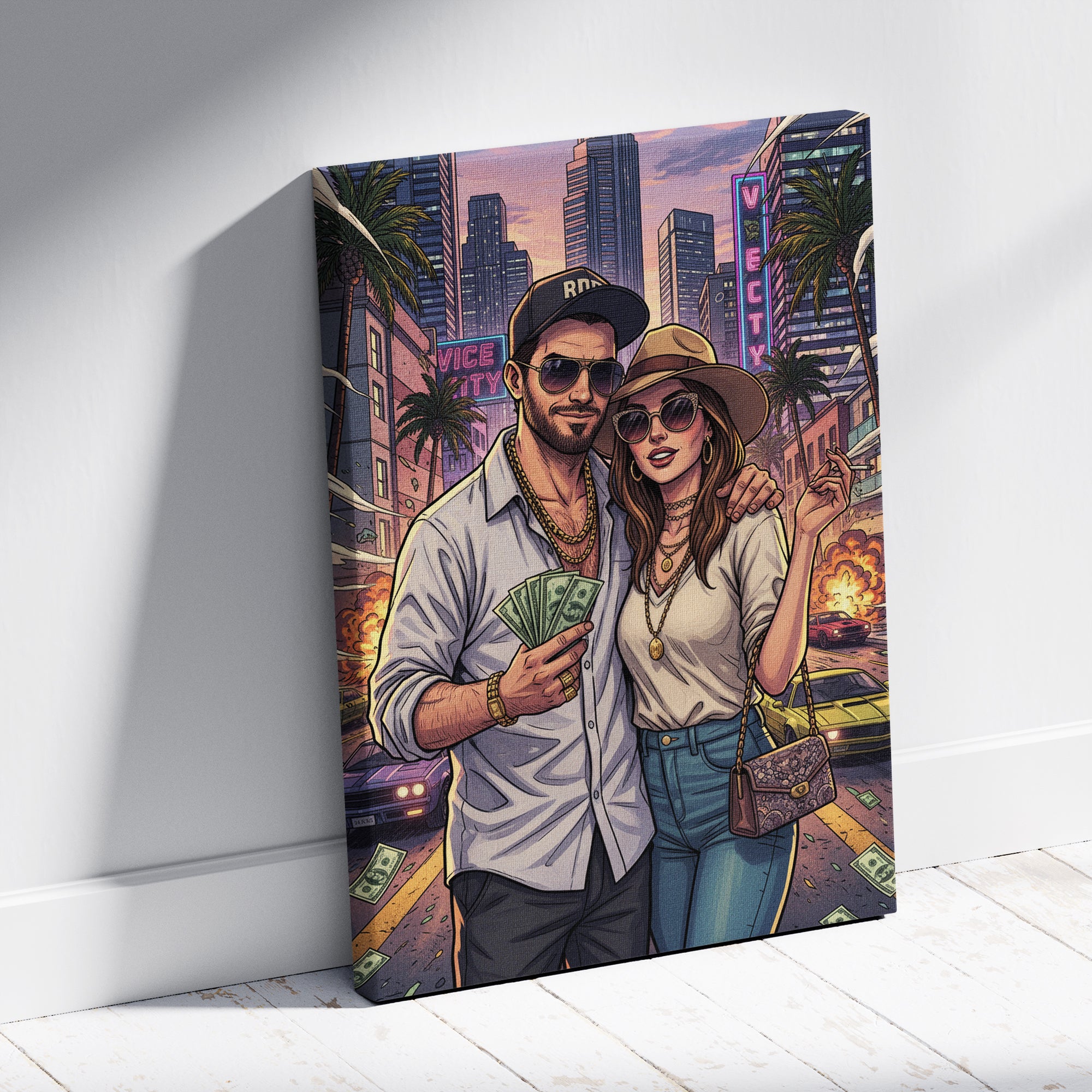 Twoje zdjęcie w stylu GTA - obraz na płótnie - prezent dla niego