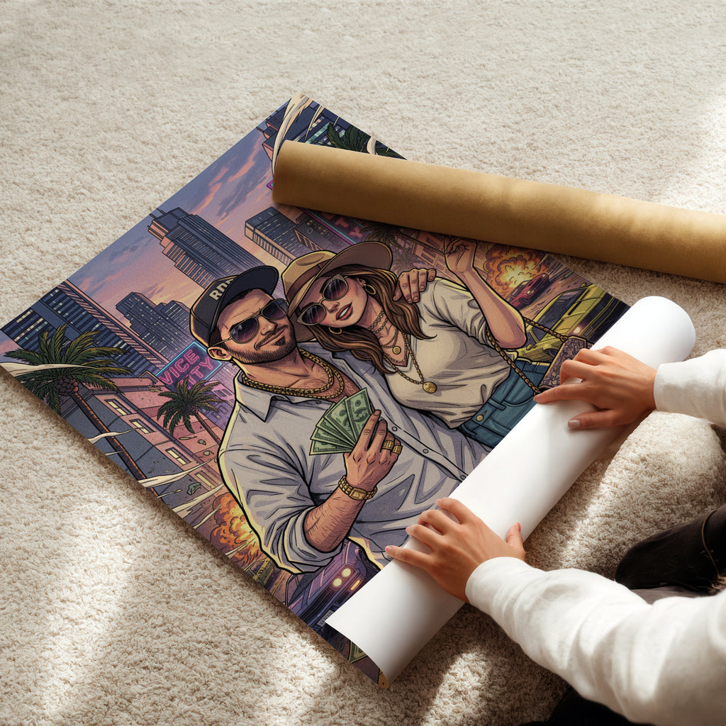 Twoje zdjęcie w stylu GTA - obraz na płótnie - prezent dla niego