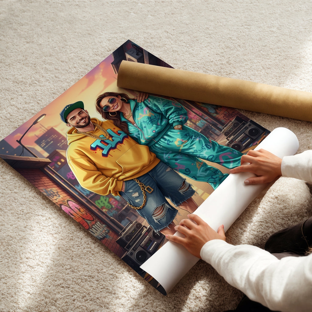 Portret ze zdjęcia w stylu Hip-Hop. Personalizowany prezent dla Męża, Chłopaka