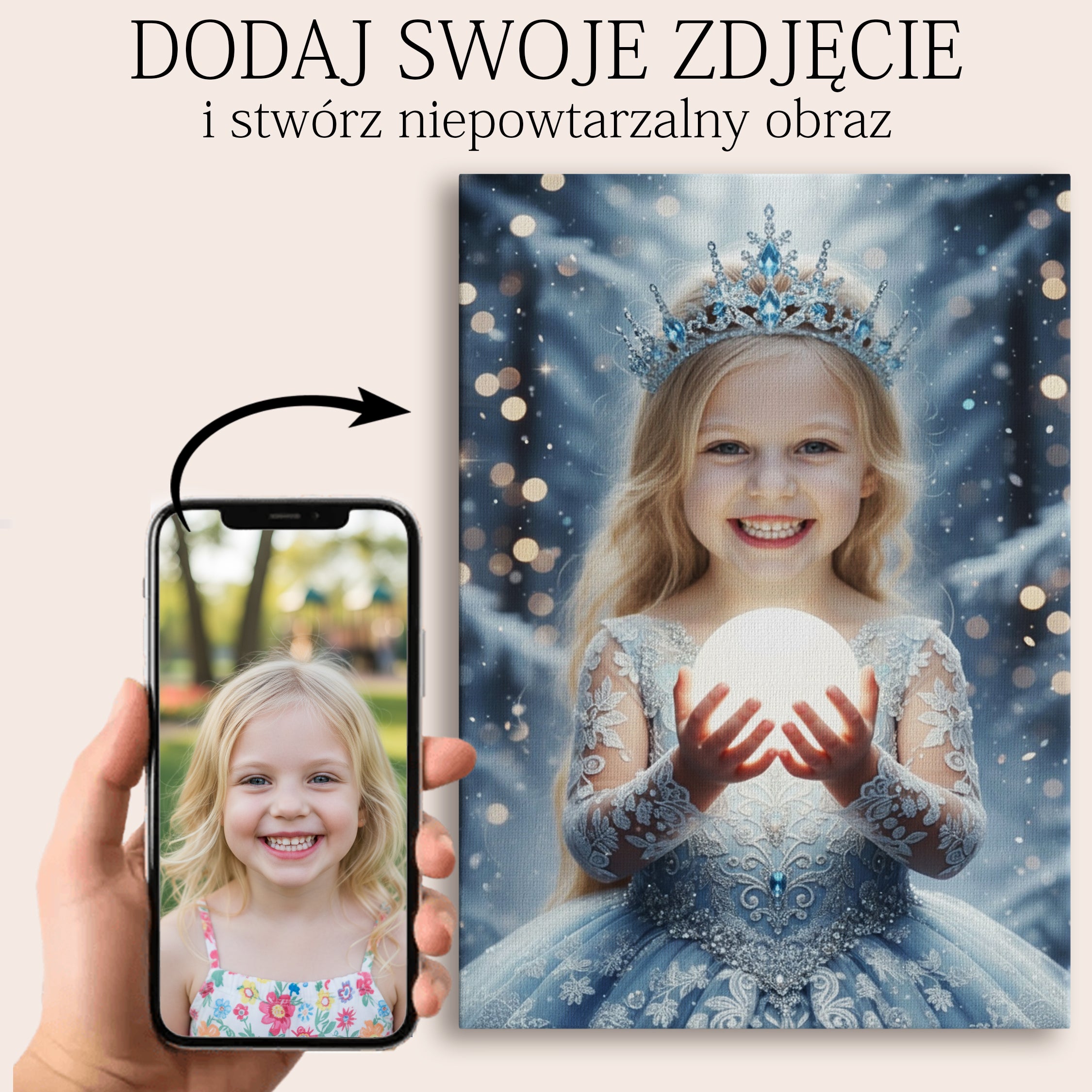 Portret ze zdjęcia dla dziewczynki - Zimowa Księżniczka - obraz