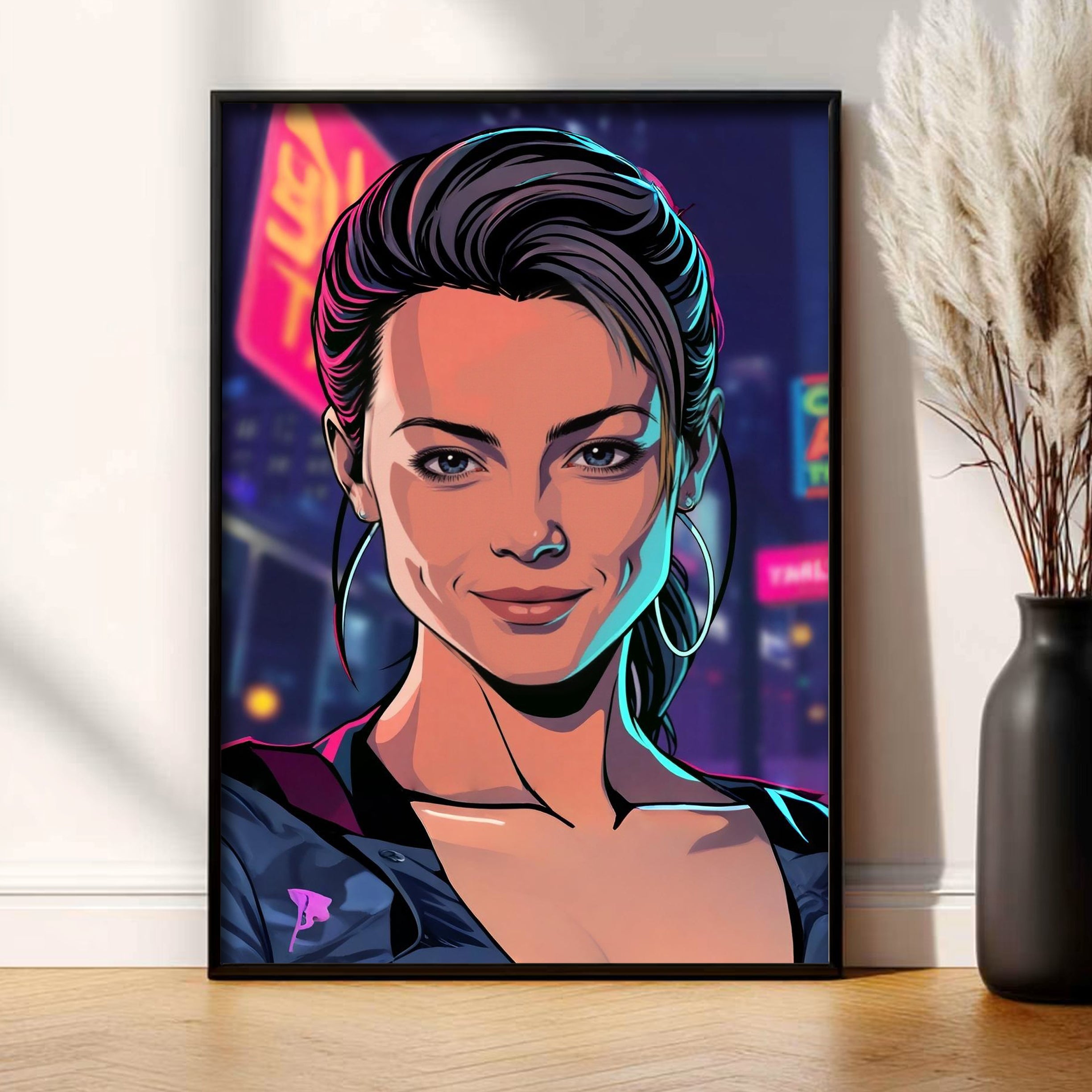 Portret z Twojego zdjęcia - Neon Lights - dla dziewczyny prezent