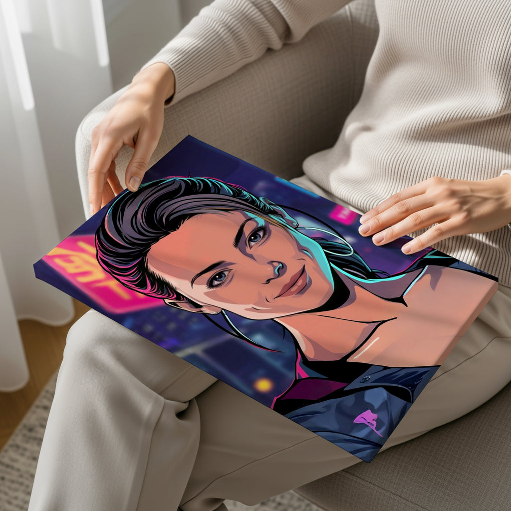 Portret z Twojego zdjęcia - Neon Lights - dla dziewczyny prezent