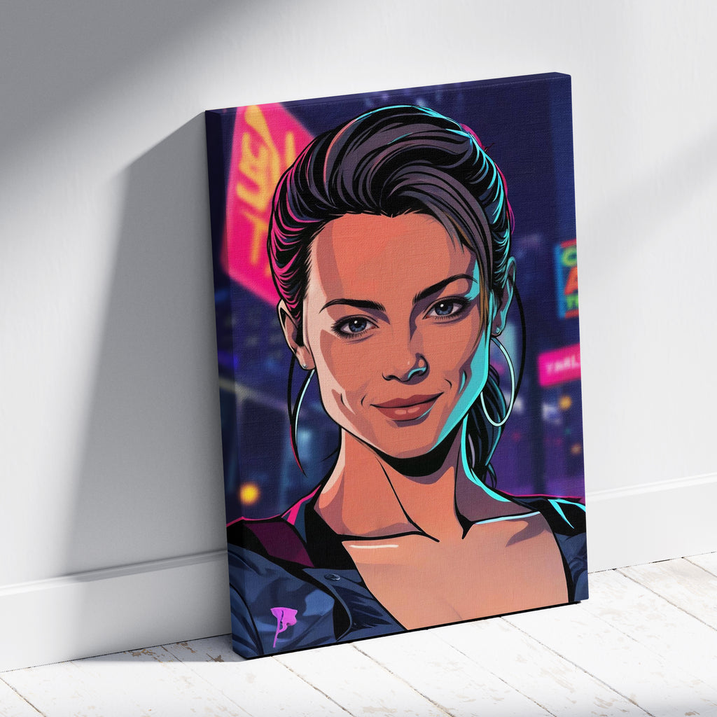 Portret z Twojego zdjęcia - Neon Lights - dla dziewczyny prezent