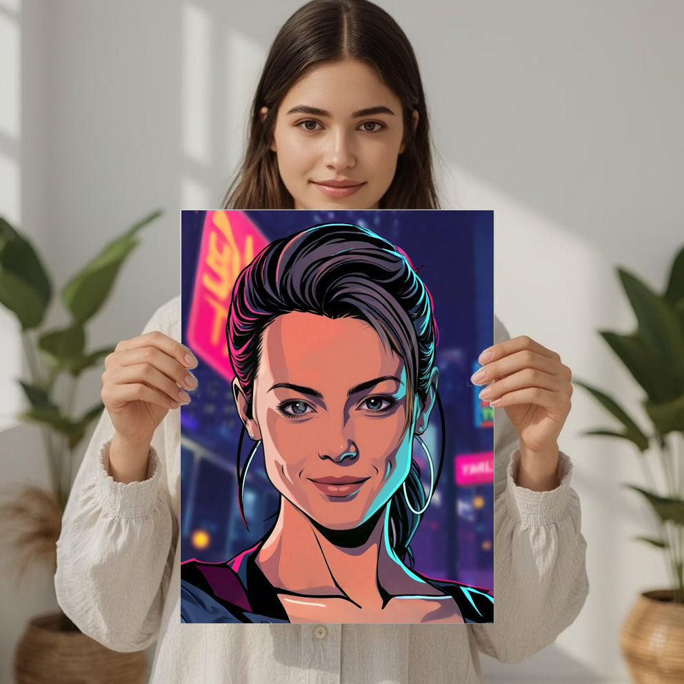 Portret z Twojego zdjęcia - Neon Lights - dla dziewczyny prezent