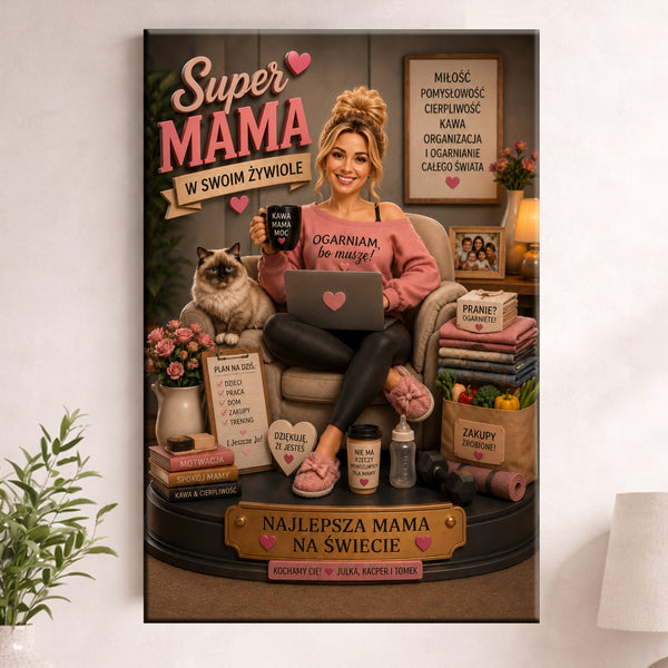 Prezent z okazji Dnia Matki - personalizowany obraz - SuperMama