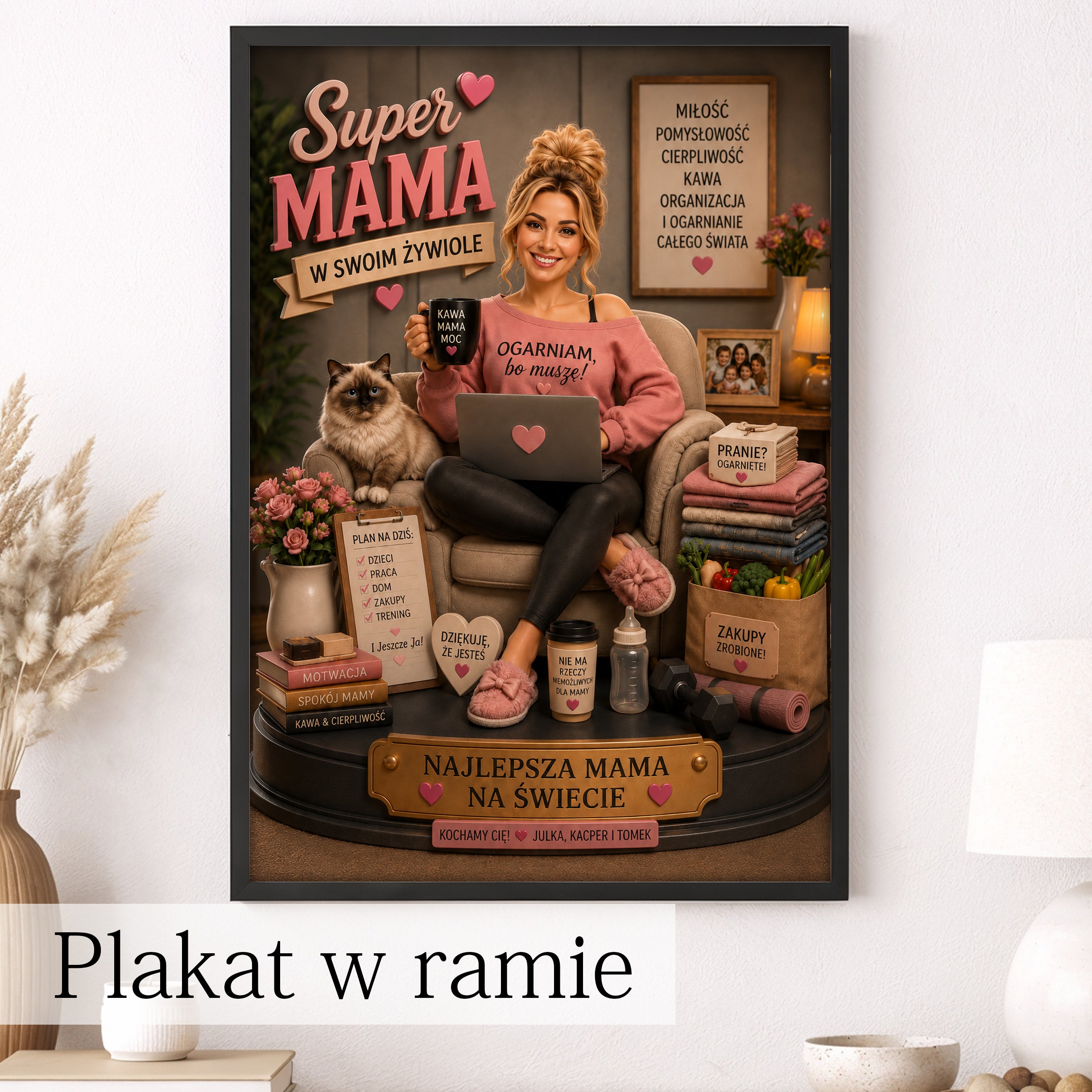Grafika SuperMama z imionami dzieci