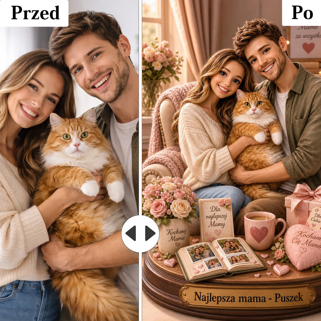 Prezent dla mamy miłośniczki kotów – elegancki fotoobraz
