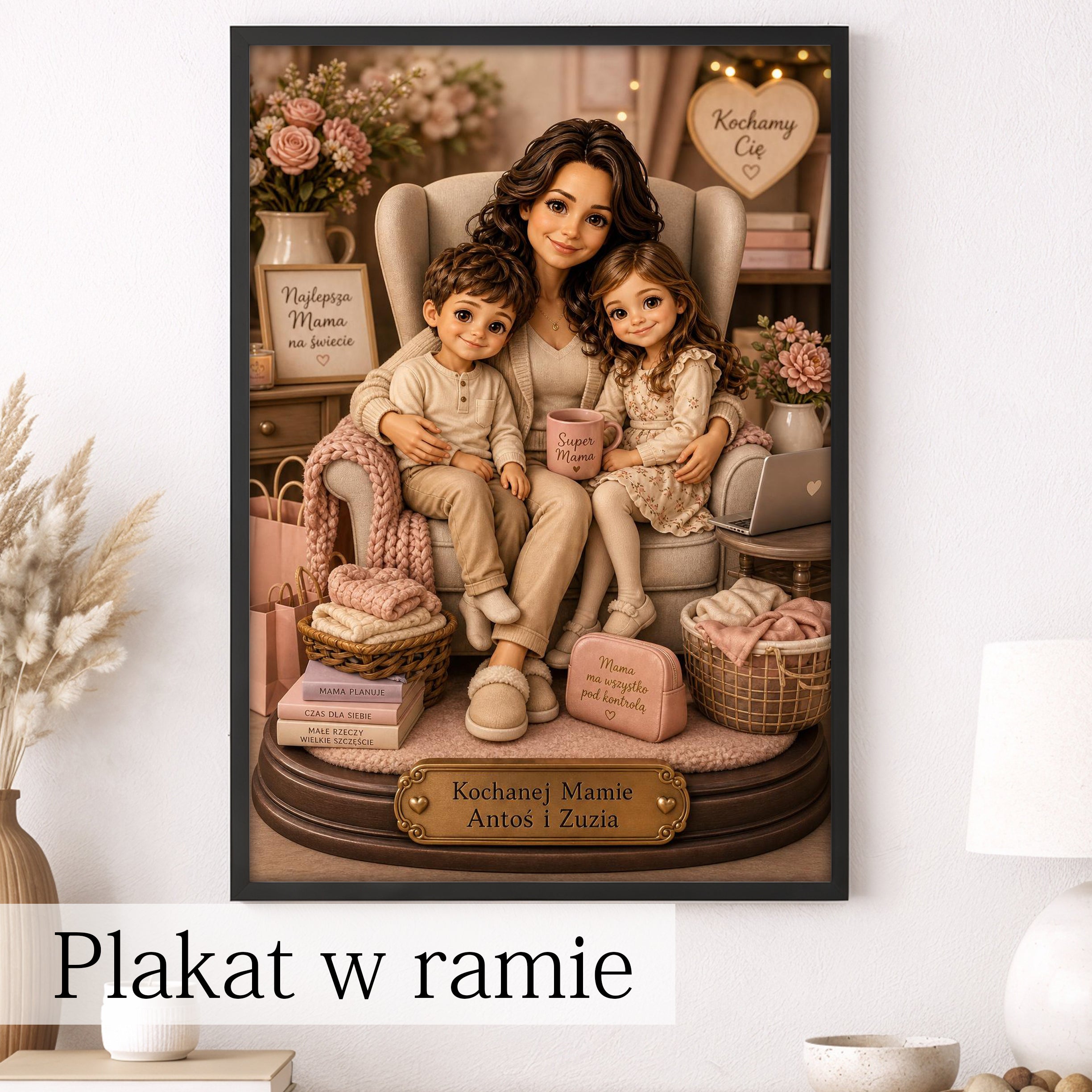 Bajkowy obraz Kocia Mama w stylu premium