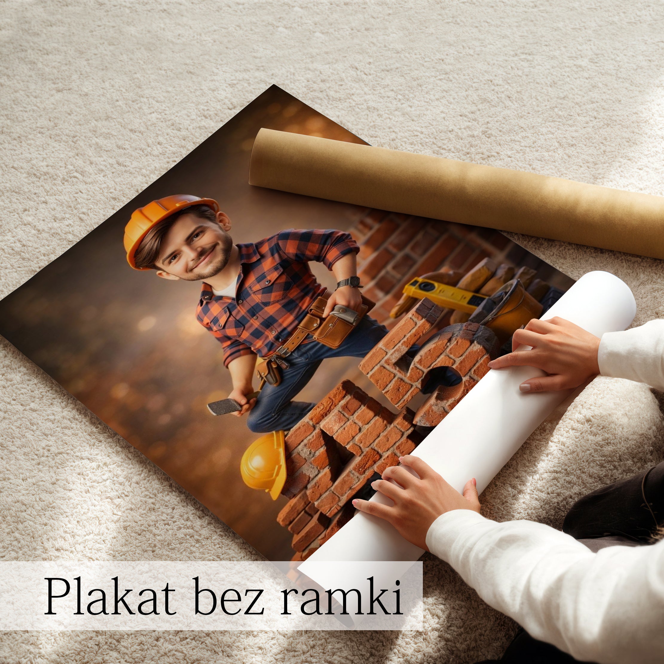 Karykatura Budowlańca – Personalizowany Obraz dla Taty, Brata, kolegi z pracy