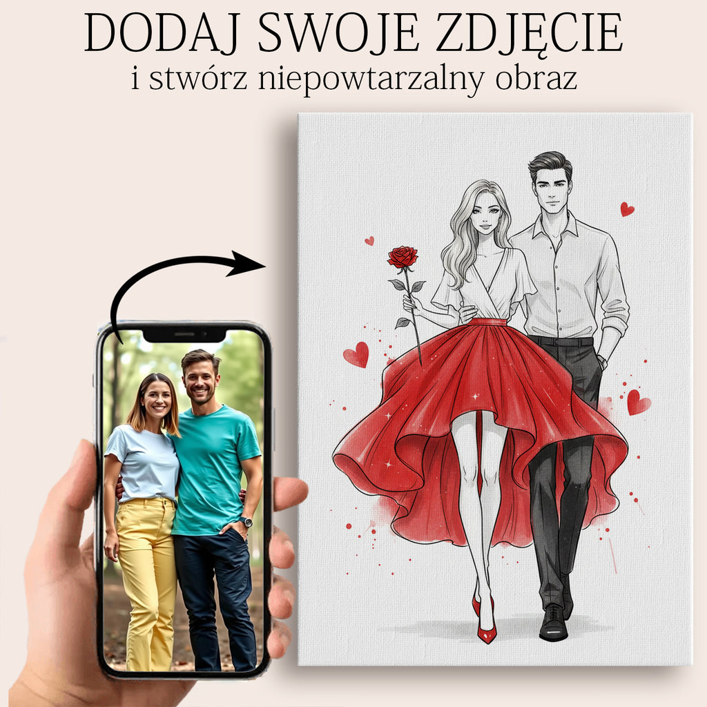 Portret Pary jak rysowany. Prezent dla zakochanych - Szkic ze zdjęcia