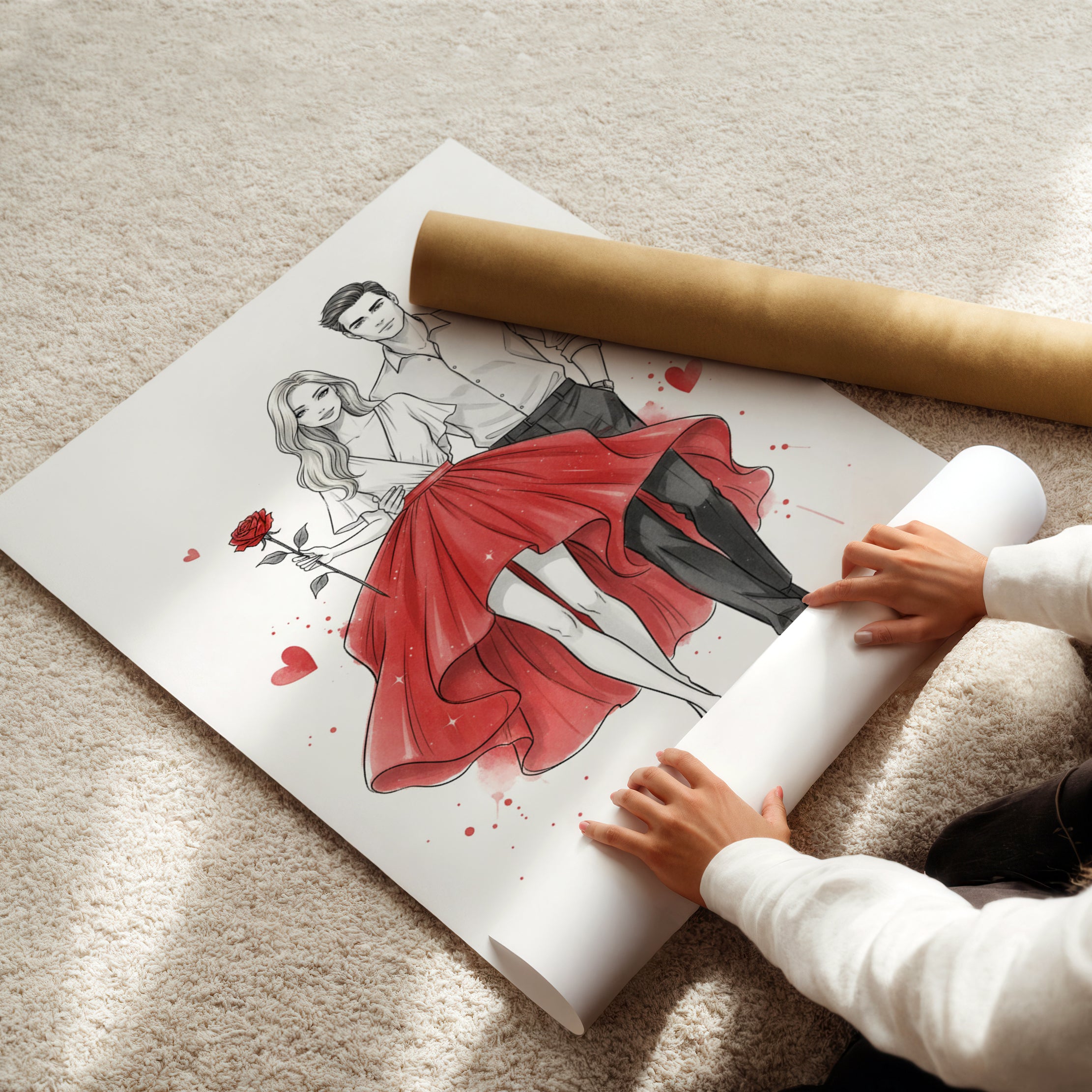 Portret Pary jak rysowany. Prezent dla zakochanych - Szkic ze zdjęcia