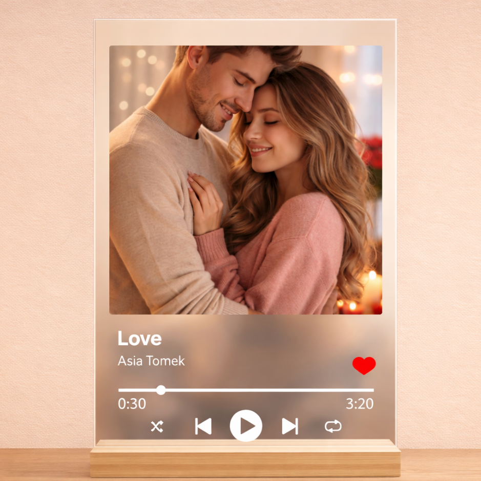 Ramka Spotify z Twoim zdjęciem. Wydruk na szkle. Prezent dla niej i dla niego