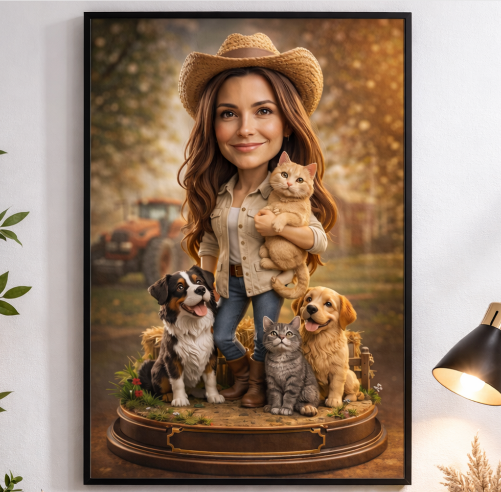 Obraz ze zdjęcia karykatura dla niej. Farmerka