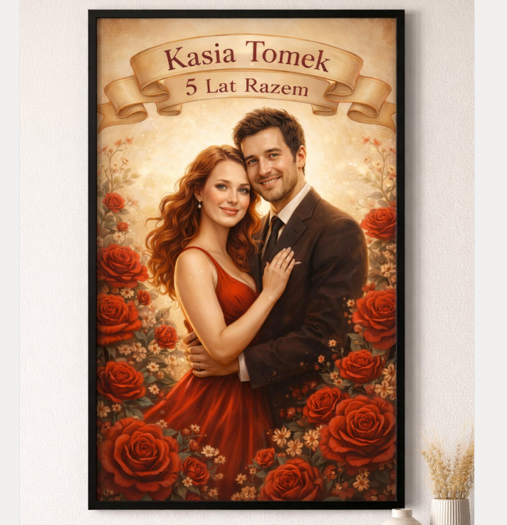 Obraz na płótnie prezent na Ślub i dla zakochanych. Personalizowany