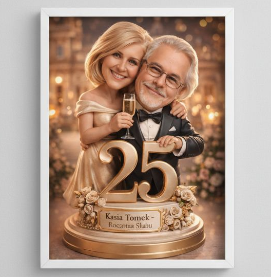 Karykatura na Rocznicę Ślubu - Prezent na 25, 30, 40, 50-lecie
