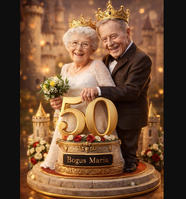 Karykatura na 50 Rocznicę Ślubu - Obraz ze zdjęcia na 50-lecie
