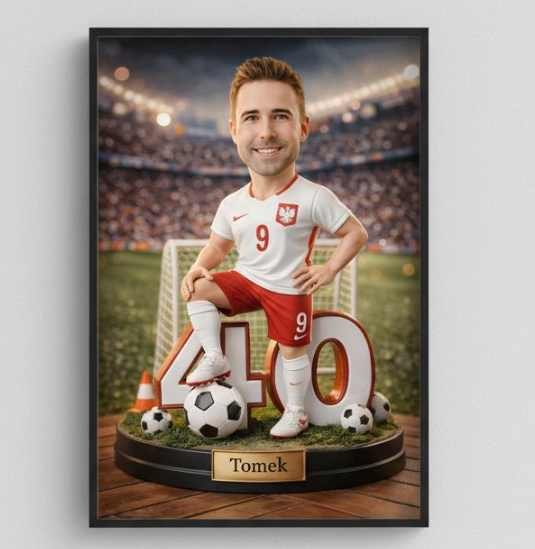 Karykatura Piłkarza ze Zdjęcia – Personalizowany Obraz dla fana piłki