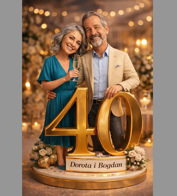 Karykatura na 40 Rocznicę Ślubu - Obraz ze zdjęcia na 40-lecie