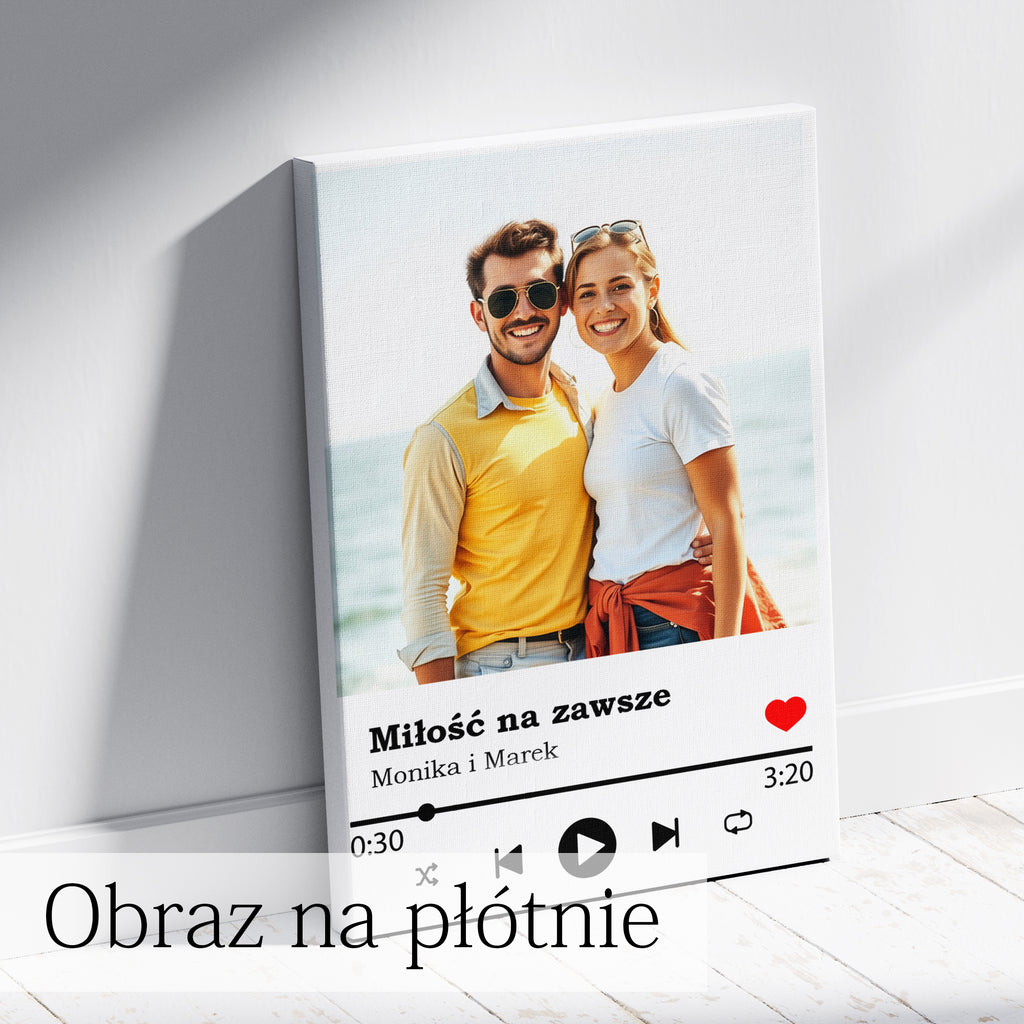 wydruk spotify ze zdjęcia na szkle elegancki prezent dla niej i dla niego