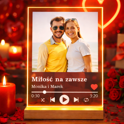 Obraz ze zdjęcia prezent dla Pary. Wydruk na szkle. Ramka spotify