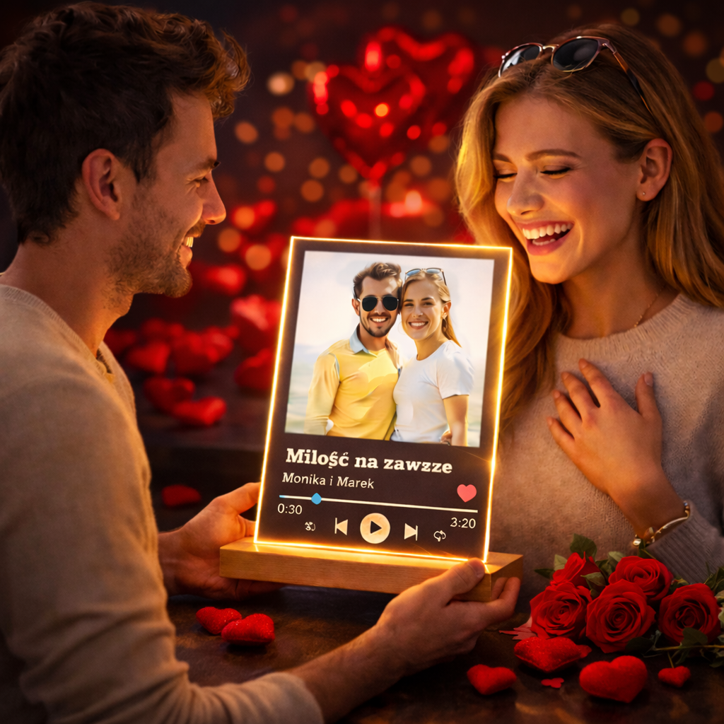 prezent dla zakochanych ramka spotify ze zdjęciem na szkle