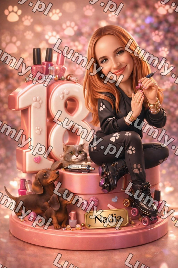 Wydruk na szkle na podstawce drewnianej - Rozmiar 20×30 cm