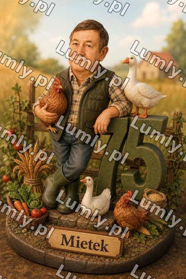 Wydruk na szkle na podstawce drewnianej - Rozmiar 20×30 cm