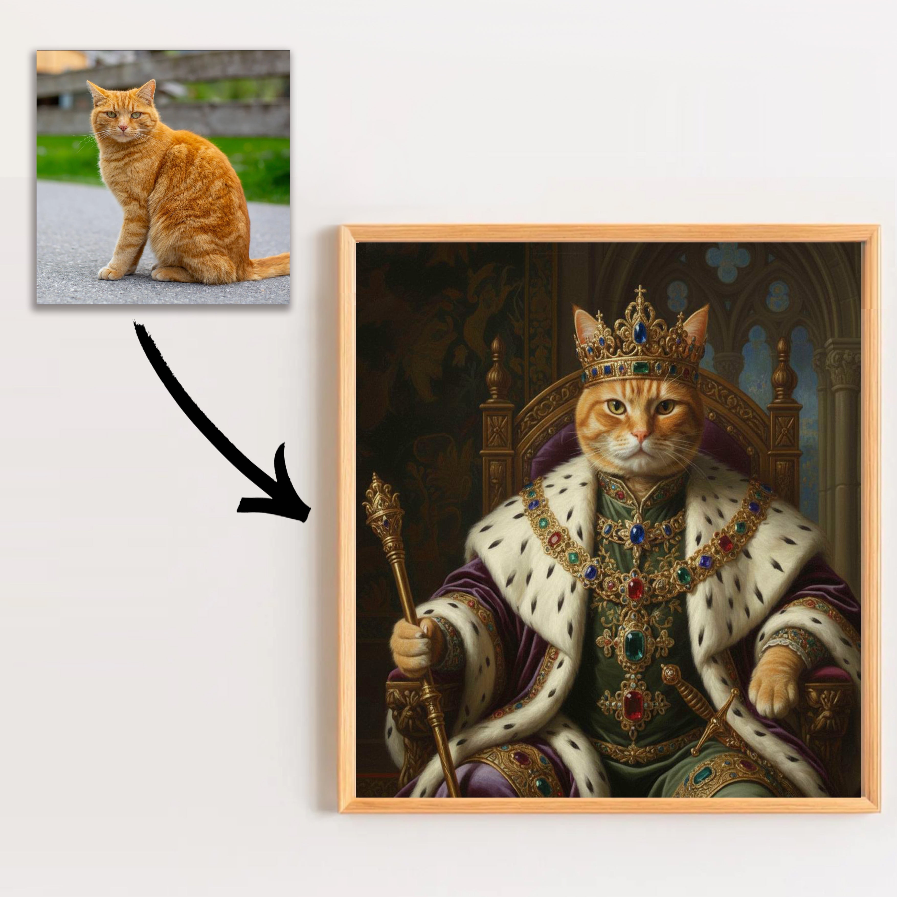Królewski portret Twojego Kota - Wydruk