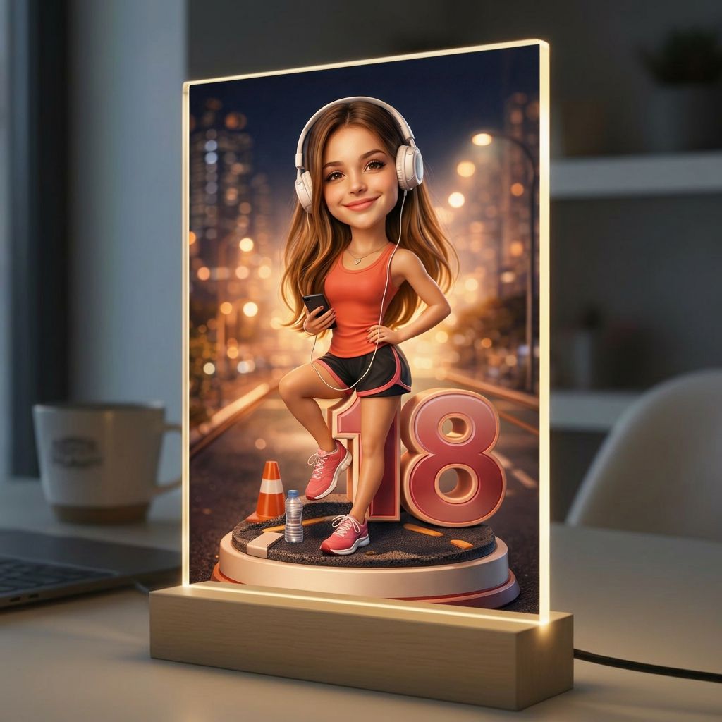 Portret na 18 urodziny dla dziewczyny. Sport. Z własnego zdjęcia. Druk na szkle.