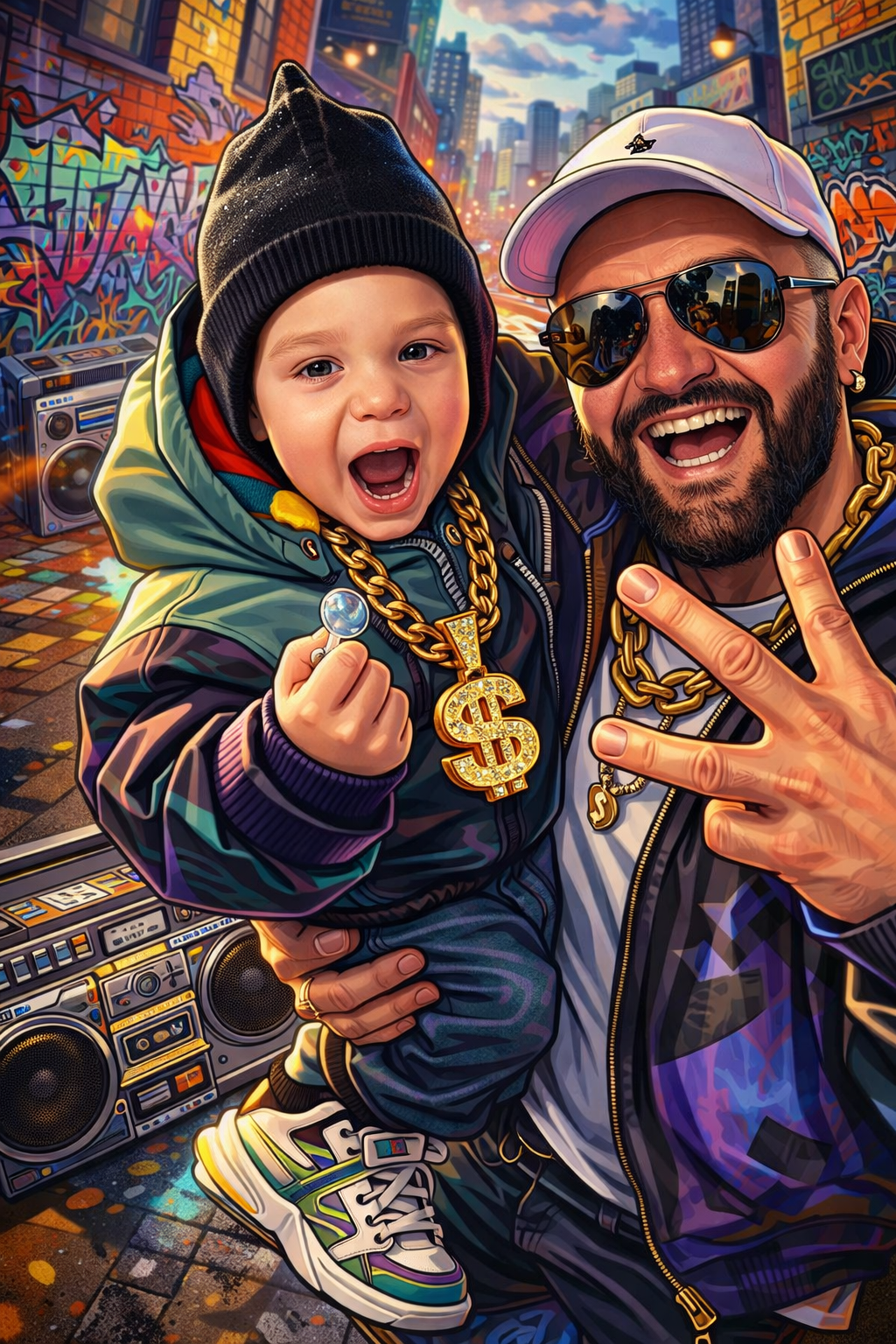 Portret ze zdjęcia Hip-Hop - Personalizowany obraz na płótnie dla dziecka