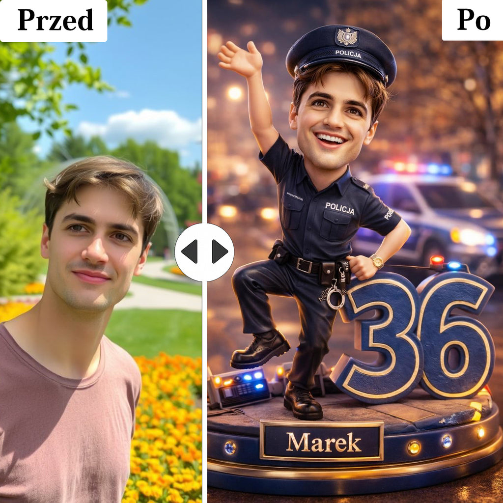 personalizowana karykatura policjant ze zdjęcia – oryginalny prezent dla policjanta
