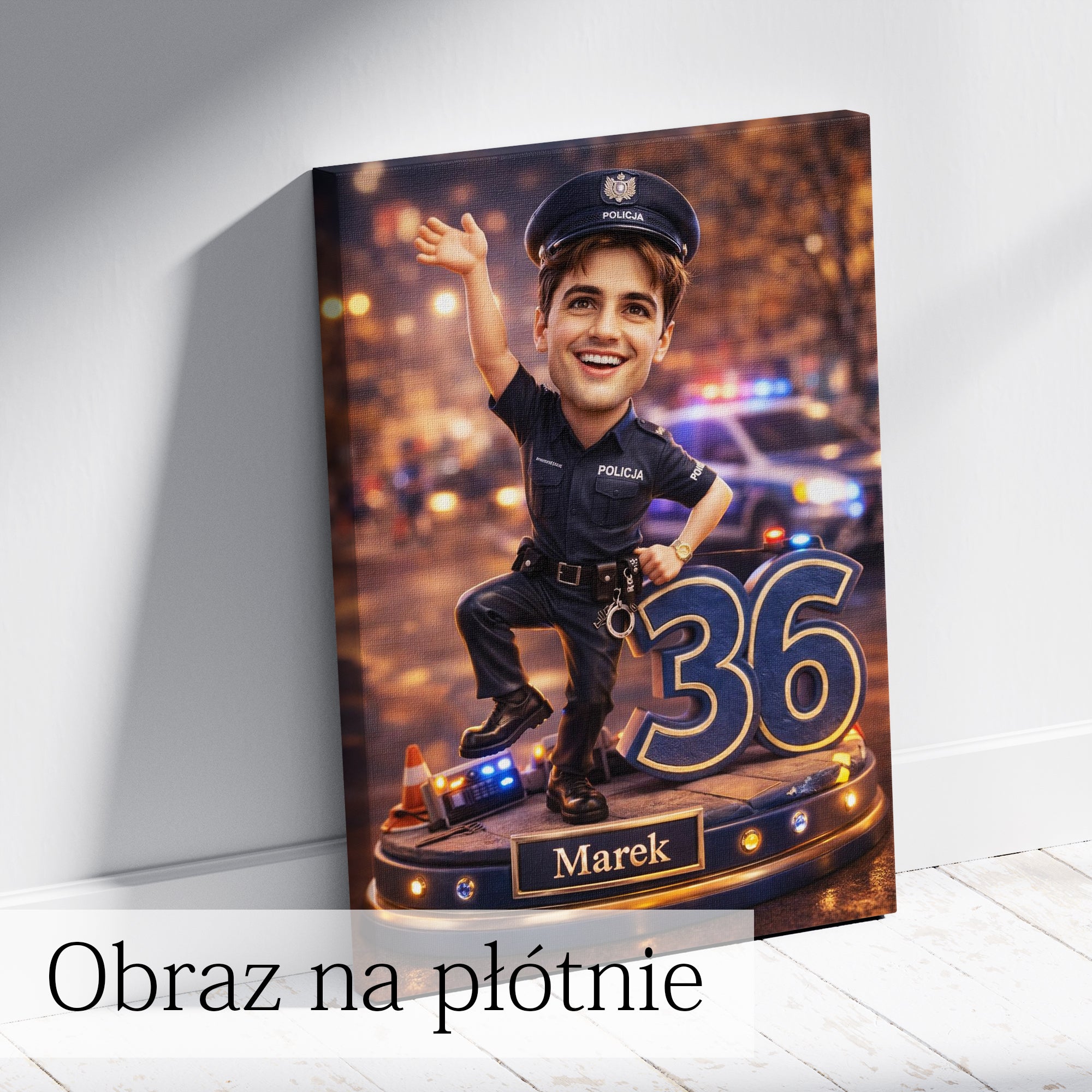personalizowana karykatura policjant ze zdjęcia – oryginalny prezent dla policjanta