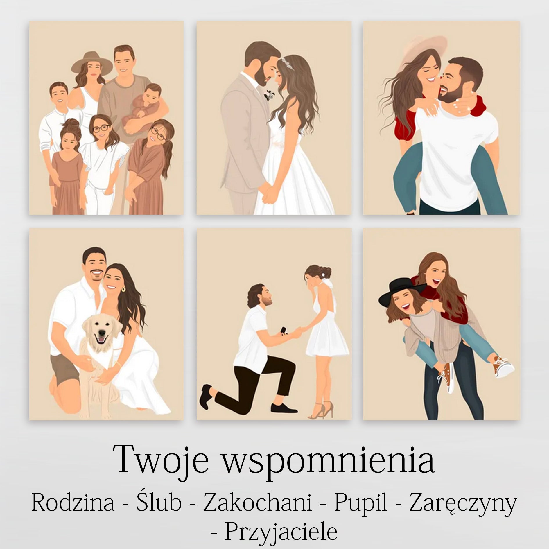 nowoczesny portret liniowy ze zdjęcia dla niego