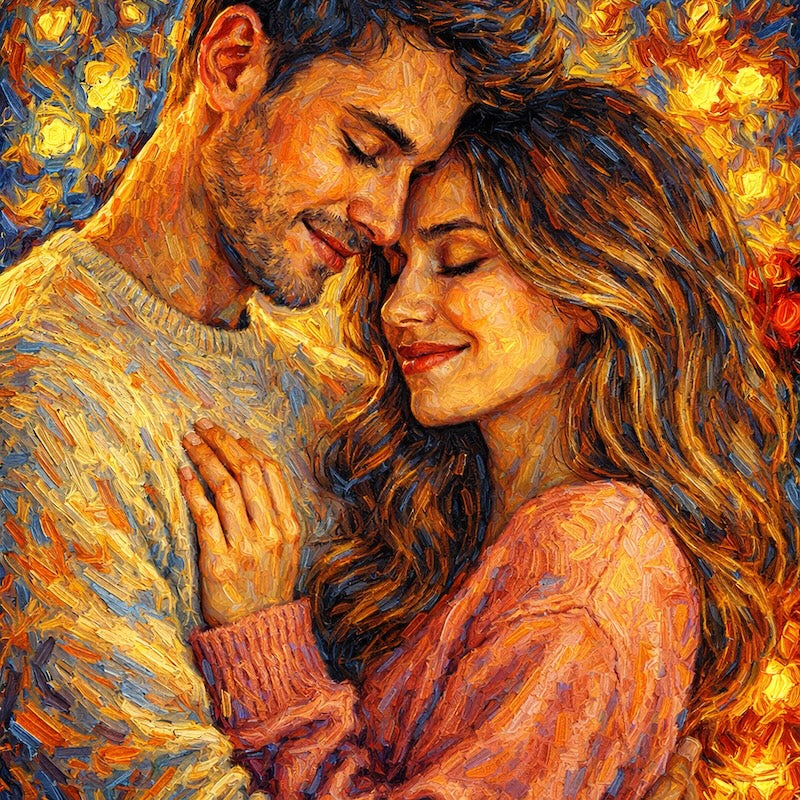 Obraz ze zdjęcia. Personalizowany prezent dla pary na rocznicę. Efekt farb olejnych.